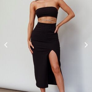 Nohemi Strapless Diamonte Midi Dress